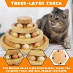Bamboo Cat Ball Track 3 Tier Cat Track w/9 Balls, Holiday Gift