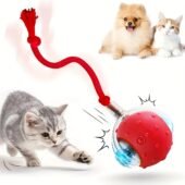 Smart Electric Cat Ball 1/2pc USB Rechargeable Rolling Pet Ball w/LED