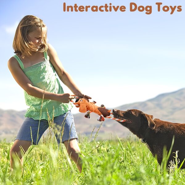 Durable Squeaky Dog Toy Rope & Plush Animal Print, No Battery