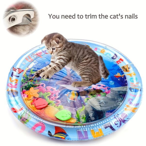 Interactive Water Mat Indoor PVC Cat Mat w/Floating Fish Design, No Battery