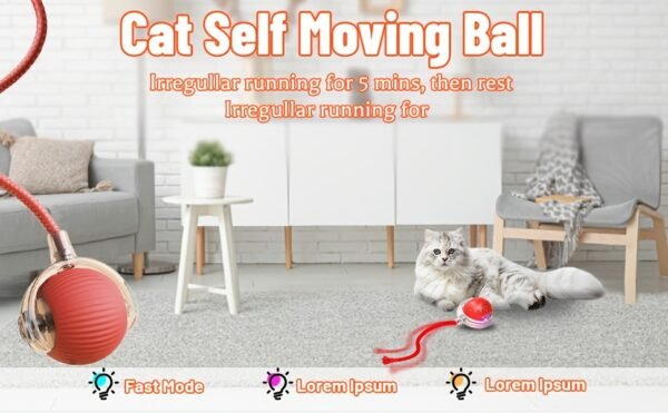 Smart Electric Cat Ball 1/2pc USB Rechargeable Rolling Pet Ball w/LED