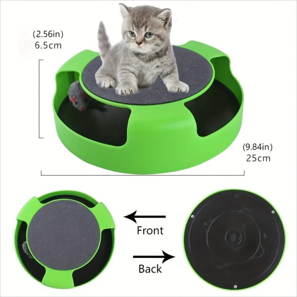 Interactive Cat Scratch Toy 360?? Rotating Cat Scratch Board w/Hidden Mouse