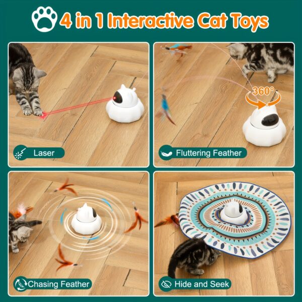 Cat Laser Toy 4-in-1 USB Rechargeable Interactive Cat Wand Toy