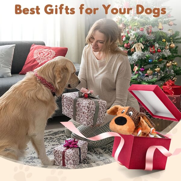 Durable Squeaky Dog Toy Rope & Plush Animal Print, No Battery
