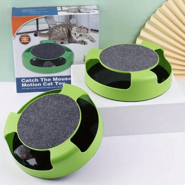 Interactive Cat Scratch Toy 360?? Rotating Cat Scratch Board w/Hidden Mouse