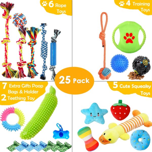 Dog Toys Set 25pc Chew Toys for Cleaning & Teeth Cleaning