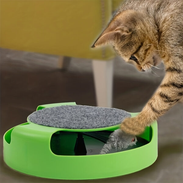 Interactive Cat Scratch Toy 360?? Rotating Cat Scratch Board w/Hidden Mouse