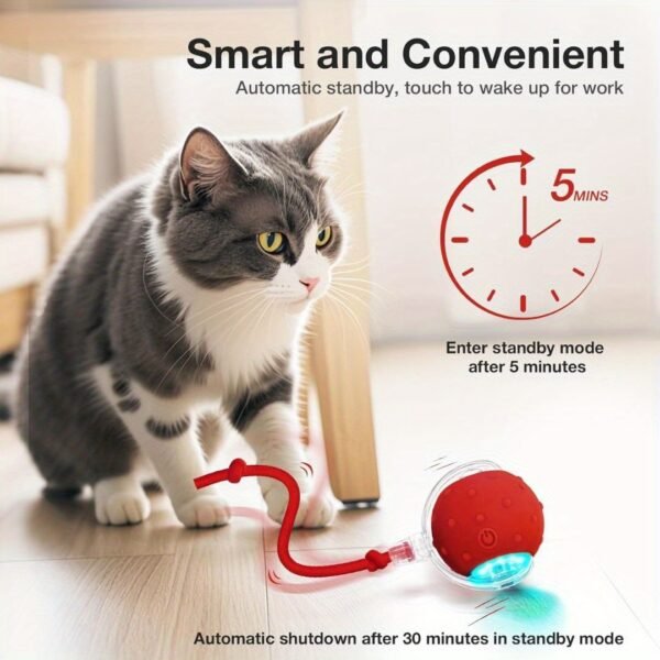 Smart Electric Cat Ball 1/2pc USB Rechargeable Rolling Pet Ball w/LED