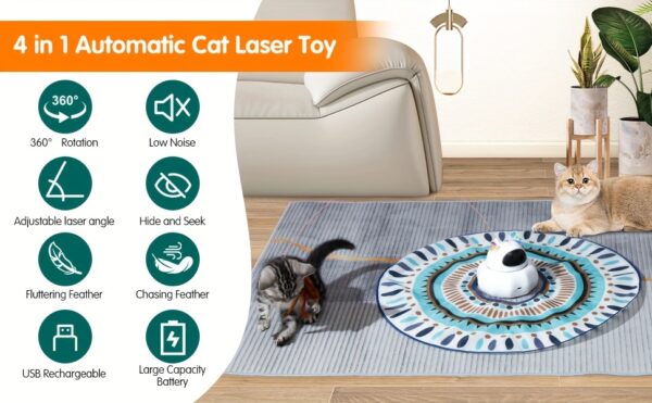 Cat Laser Toy 4-in-1 USB Rechargeable Interactive Cat Wand Toy
