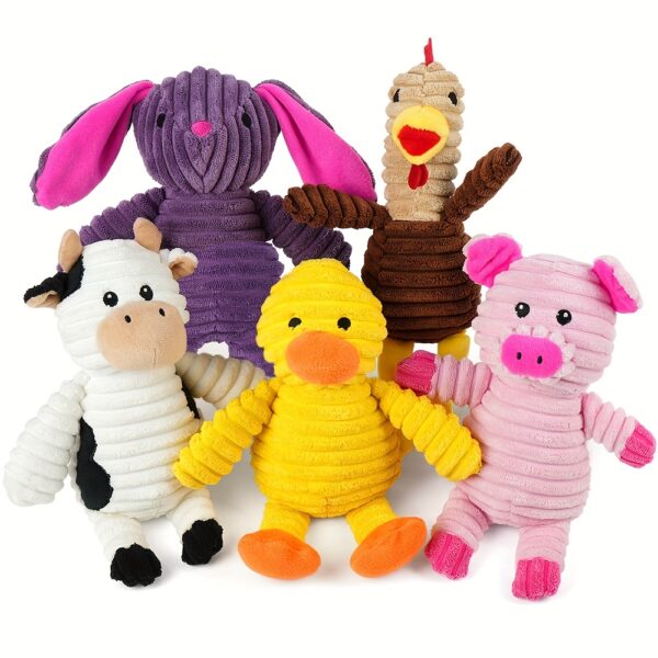 Dog Toys Pack 5pc Plush Squeaky Dog Toys Bundle