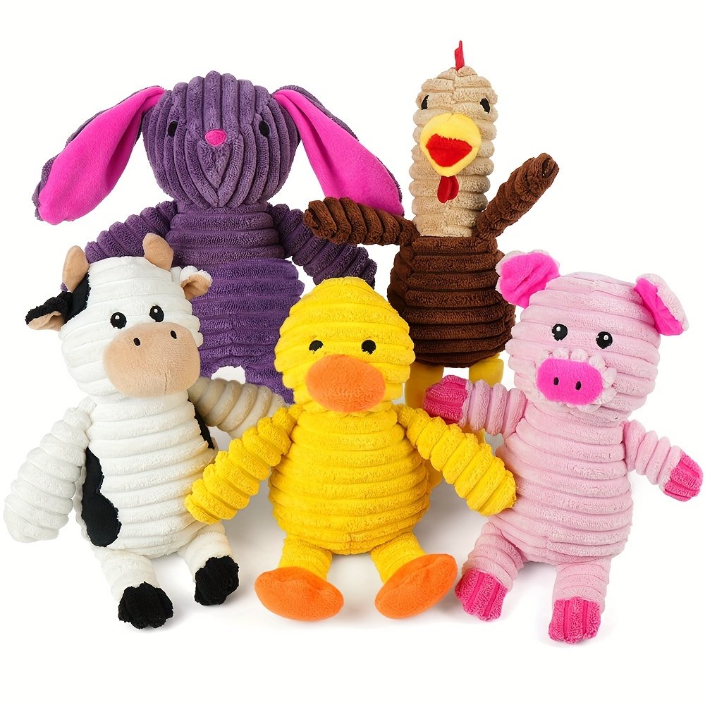 Dog Toys Pack 5pc Plush Squeaky Dog Toys Bundle
