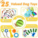Luxury Dog Chew Toys 25pc Puppy Chew Toys w/Ropes, Treat Ball