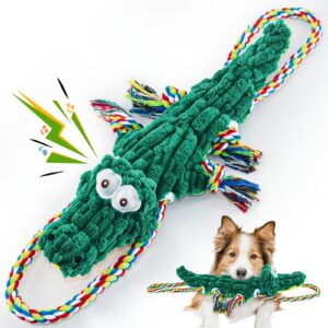 Durable Alligator Dog Toy Large Stuffed Chew & Tug-of-War Toy