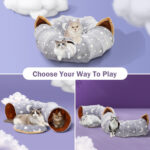 Cat Tunnel 3ft Flannel Cat Tunnel w/Cushion & Ball, Grey Moon Star