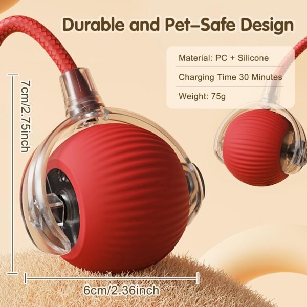Smart Electric Cat Ball 1/2pc USB Rechargeable Rolling Pet Ball w/LED