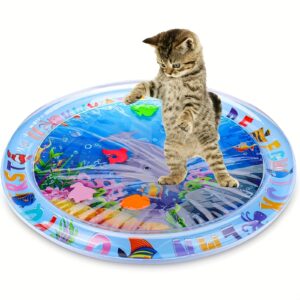 Interactive Water Mat Indoor PVC Cat Mat w/Floating Fish Design, No Battery