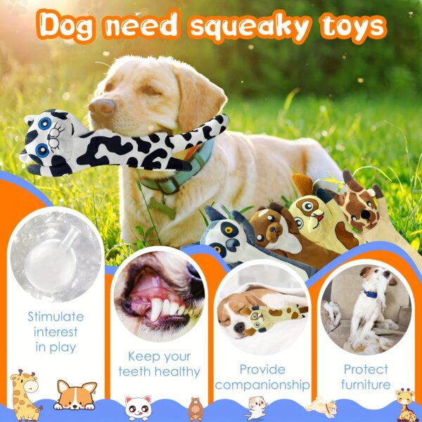 Durable Dog Chew Toys 5pc Plush Animal Toys, Squeaky & Crinkle, ZUYKJEAGLE
