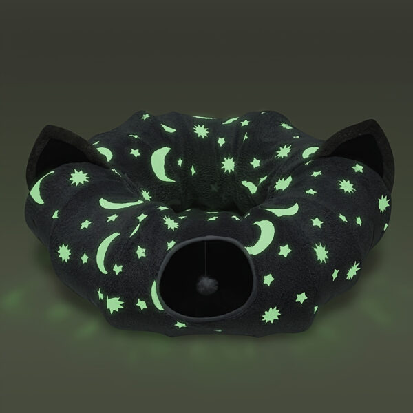 Cat Tunnel 3ft Flannel Cat Tunnel w/Cushion & Ball, Grey Moon Star
