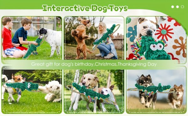 Durable Alligator Dog Toy Large Stuffed Chew & Tug-of-War Toy