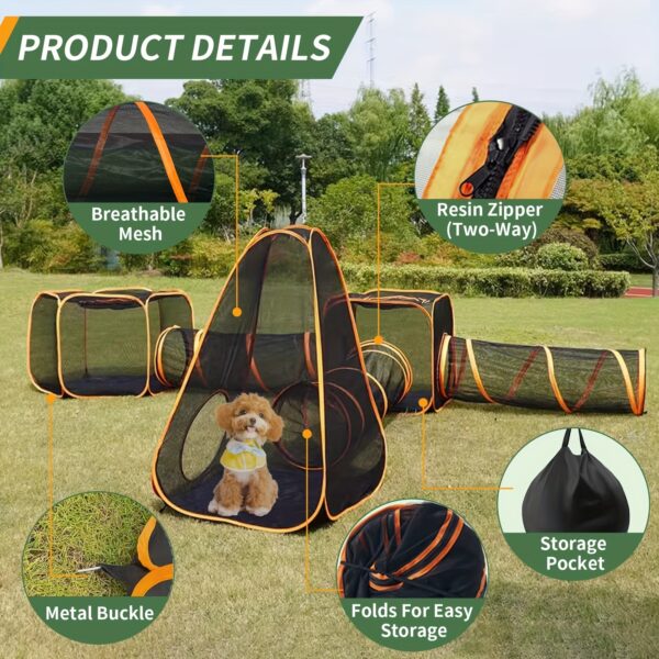 6-in-1 Pet Playpen Foldable Cat/Dog Playpen w/Tunnel & Tent