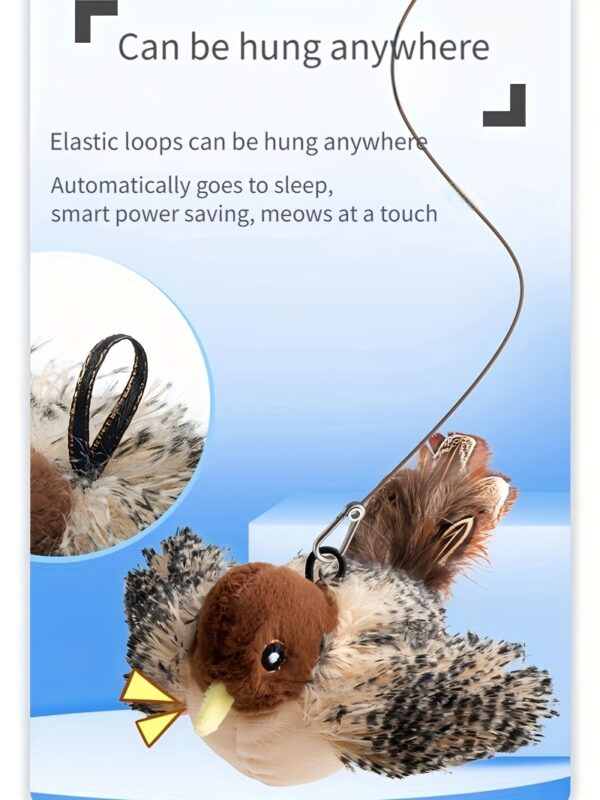 2025 Cat Toy Realistic Sparrow Sound Plush Toy, Touch Activation