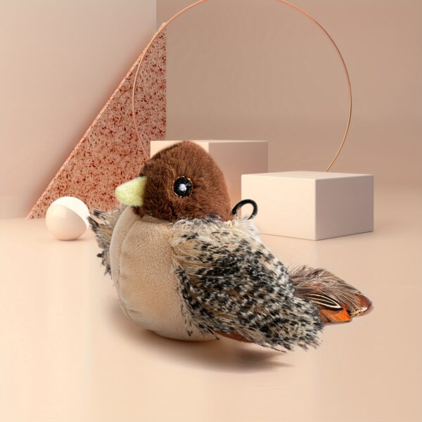 2025 Cat Toy Realistic Sparrow Sound Plush Toy, Touch Activation