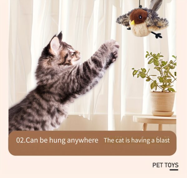 2025 Cat Toy Realistic Sparrow Sound Plush Toy, Touch Activation