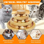 Bamboo Cat Ball Track 3 Tier Cat Track w/9 Balls, Holiday Gift