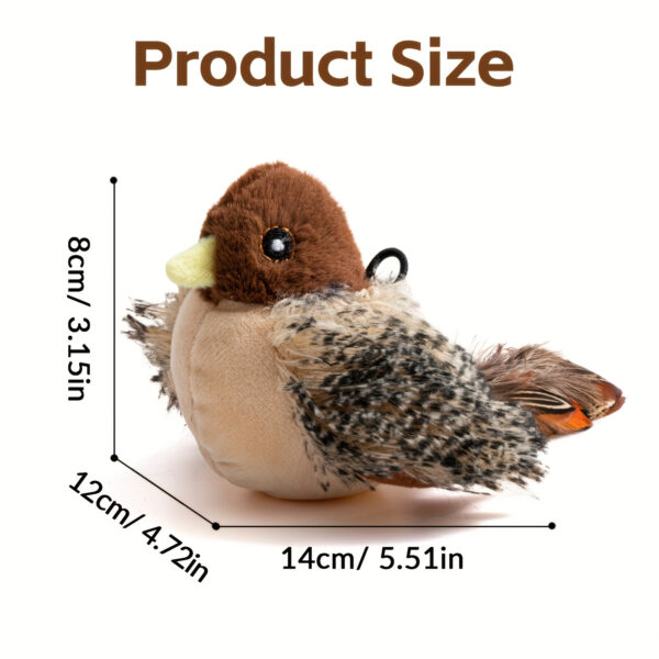 2025 Cat Toy Realistic Sparrow Sound Plush Toy, Touch Activation
