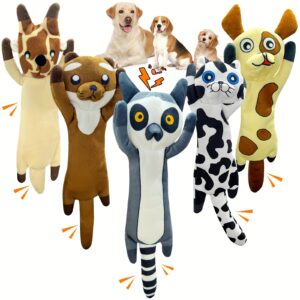 Durable Dog Chew Toys 5pc Plush Animal Toys, Squeaky & Crinkle, ZUYKJEAGLE